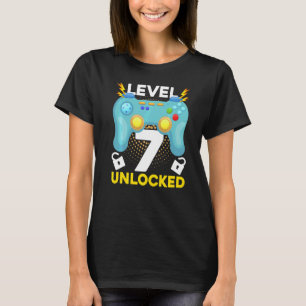 Level 7 Unlocked Video Game 7th Birthday 7 Year Ol T-Shirt
