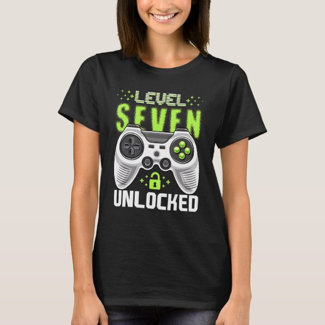 Level 7 Unlocked Video Game 7th Birthday Gamer  Bo T-Shirt (Front)