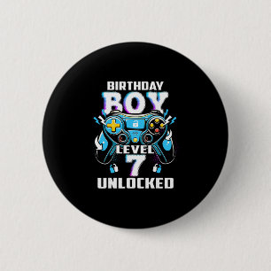 Level 7 Unlocked Video Game 7th Birthday Gamer Boy 6 Cm Round Badge