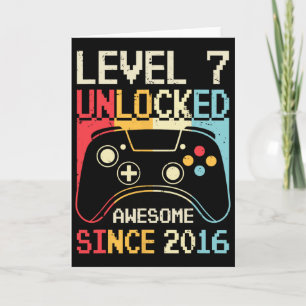 Level 7 Unlocked Video Game 7th Birthday Gamer Boy Card