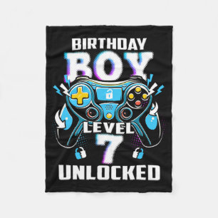 Level 7 Unlocked Video Game 7th Birthday Gamer Boy Fleece Blanket