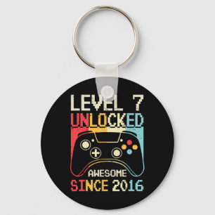 Level 7 Unlocked Video Game 7th Birthday Gamer Boy Key Ring