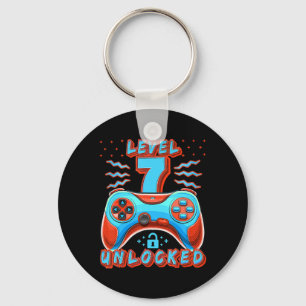 Level 7 Unlocked Video Game 7th Birthday Gamer Boy Key Ring