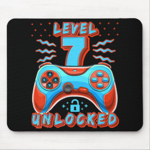 Level 7 Unlocked Video Game 7th Birthday Gamer Boy Mouse Mat