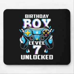 Level 7 Unlocked Video Game 7th Birthday Gamer Boy Mouse Mat