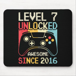 Level 7 Unlocked Video Game 7th Birthday Gamer Boy Mouse Mat