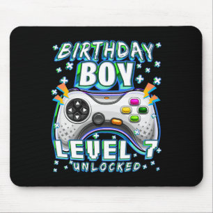 Level 7 Unlocked Video Game 7th Birthday Gamer Boy Mouse Mat