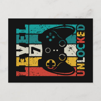 Level 7 Unlocked Video Game 7th Birthday Gamer Boy Postcard