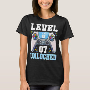 Level 7 Unlocked Video Game 7th Birthday Gamer Boy T-Shirt