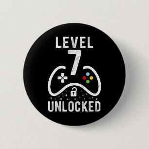 Level 7 Unlocked Video Game 7th Birthday Gift 6 Cm Round Badge