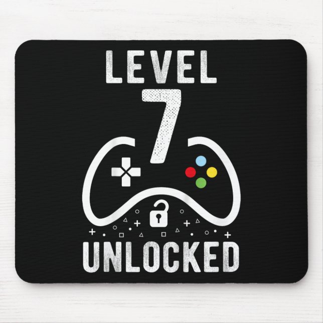 Level 7 Unlocked Video Game 7th Birthday Gift  Mouse Mat (Front)