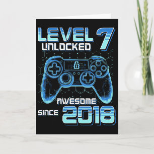 Level 7 Unlocked Video Game Party 7th Birthday Gam Card