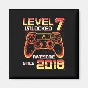 Level 7 Unlocked Video Game Party 7th Birthday Gam Magnet