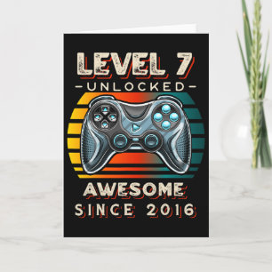 Level 7 Unlocked Video Game Seven 7th Birthday 7 Y Card