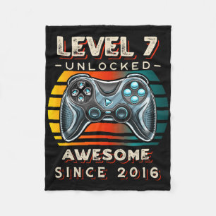 Level 7 Unlocked Video Game Seven 7th Birthday 7 Y Fleece Blanket