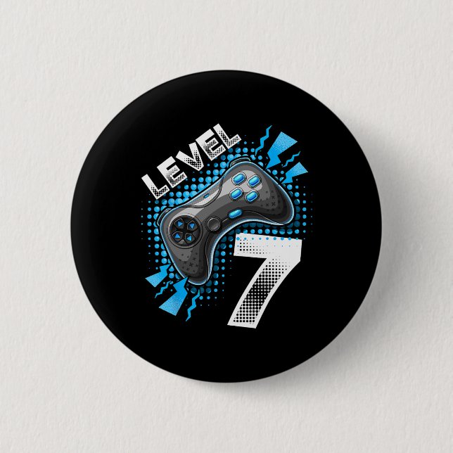 Level 7 Video Game Controller 7th Birthday Gamer G 6 Cm Round Badge (Front)