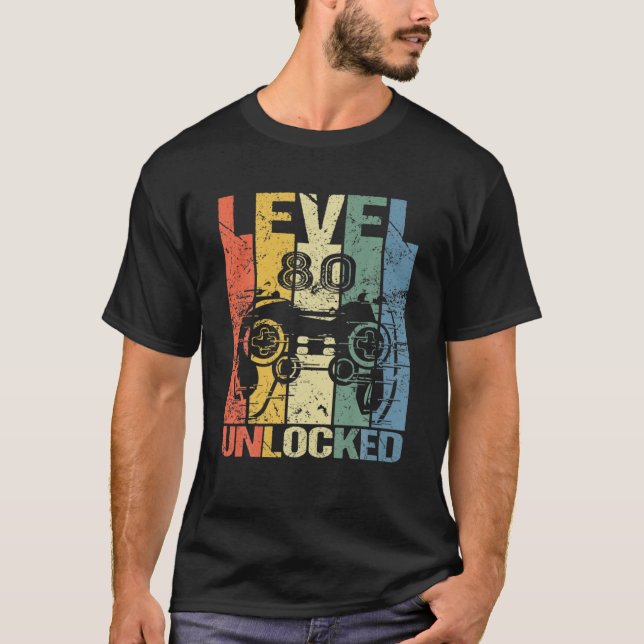 Level 80 Unlocked Awesome 1942 Video Game 80Th Bir T-Shirt (Front)