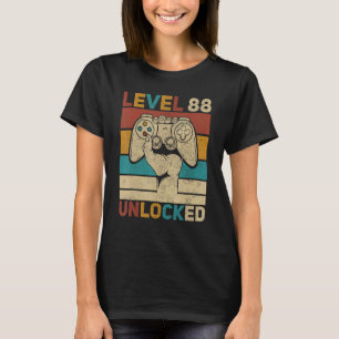 Level 88 Unlocked 88th Birthday 88 Years Old Gamer T-Shirt