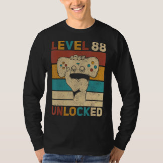 Level 88 Unlocked 88th Birthday 88 Years Old Gamer T-Shirt