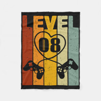 Level 8 Best Gift For Gamer Couple 8th Wedding Ann Fleece Blanket
