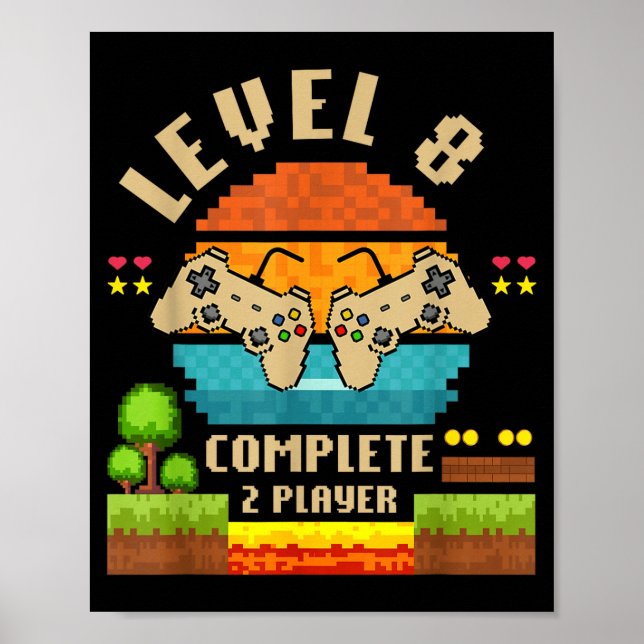 Level 8 Complete 8 Years Anniversary Video Game Gi Poster (Front)