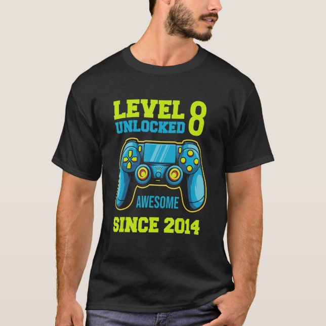 Level 8 Game Unlocked Achievement Level Unlocked T-Shirt (Front)