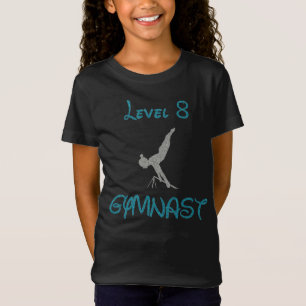 Level 8 Gymnast Fancy Font Glitter T-Shirt