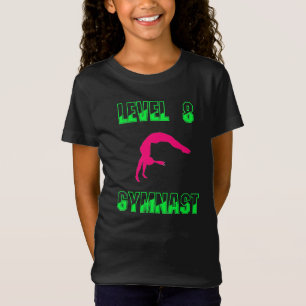 Level 8 Gymnast Neon Pink and Green T-Shirt