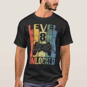 Level 8 Unlocked 8th Birthday For Video Gamers T-Shirt