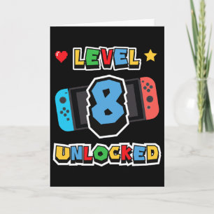 Level 8 Unlocked 8th Birthday Kids Video Game 8 Ye Card