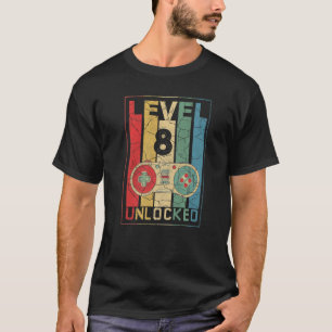 Level 8 Unlocked 8th Birthday Shirt Video Game 8 Y