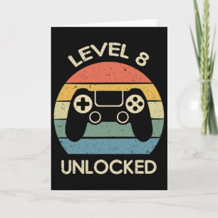 Level 8 Unlocked 8th Gaming Birthday Gift Video Ga Card