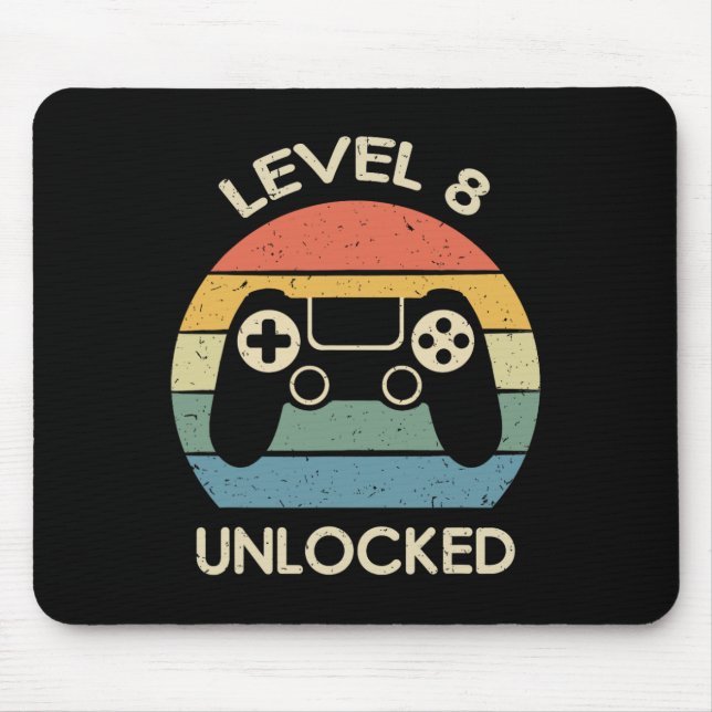 Level 8 Unlocked 8th Gaming Birthday Gift Video Ga Mouse Mat (Front)