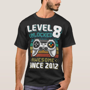 Level 8 Unlocked Awesome 2012 Video Game 8th Birth T-Shirt