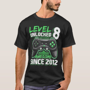 Level 8 Unlocked Awesome 2012 Video Game 8th Birth T-Shirt