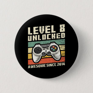 Level 8 Unlocked Awesome 2014 Video Game 8th Birth 6 Cm Round Badge
