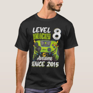 Level 8 Unlocked Awesome 2015 8th Birthday Boy Vid T-Shirt