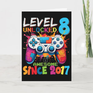 Level 8 Unlocked Awesome 2017 Video Games Birthday Card