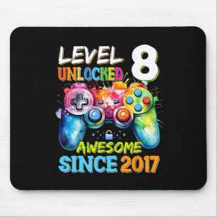 Level 8 Unlocked Awesome 2017 Video Games Birthday Mouse Mat