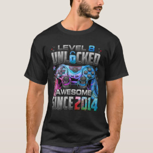 Level 8 Unlocked Awesome Since 2014 8Th Birthday G T-Shirt