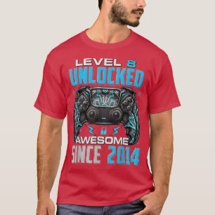 Level 8 Unlocked Awesome Since 2014 8th Birthday G T-Shirt