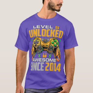 Level 8 Unlocked Awesome Since 2014 8th Birthday G T-Shirt