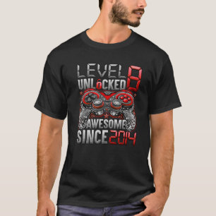 Level 8 Unlocked Awesome Since 2014 8Th Birthday G T-Shirt