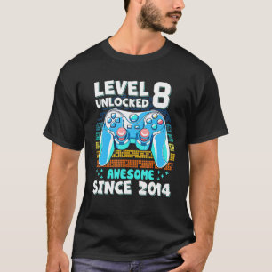 Level 8 Unlocked Awesome Since 2014 8th Birthday G T-Shirt