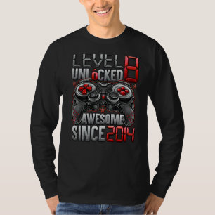 Level 8 Unlocked Awesome Since 2014 8th Birthday T-Shirt