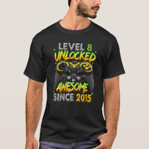 Level 8 Unlocked Awesome Since 2015 8th Birthday G T-Shirt