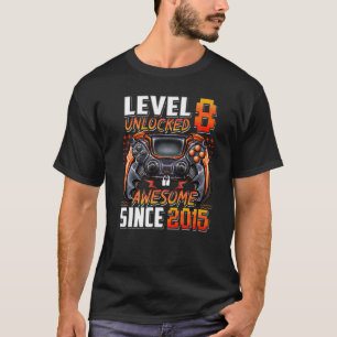 Level 8 Unlocked Awesome Since 2015 8th Birthday G T-Shirt