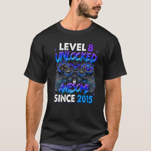 Level 8 Unlocked Awesome Since 2015 8th Birthday G T-Shirt