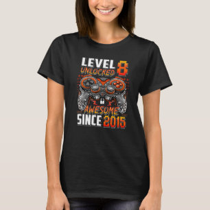 Level 8 Unlocked Awesome Since 2015 8th Birthday G T-Shirt