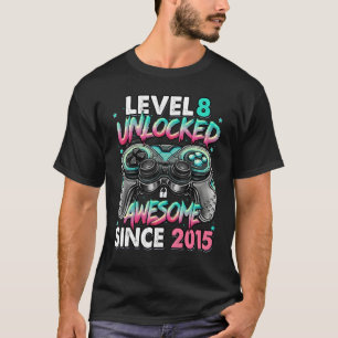 Level 8 Unlocked Awesome Since 2015 8th Birthday G T-Shirt